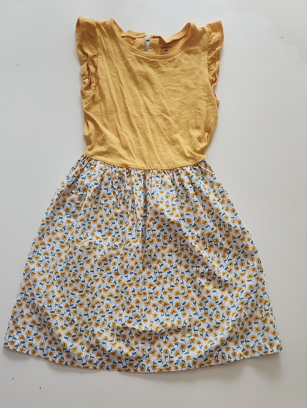 Carter's White Yellow Floral Sleeveless Dress Size 10